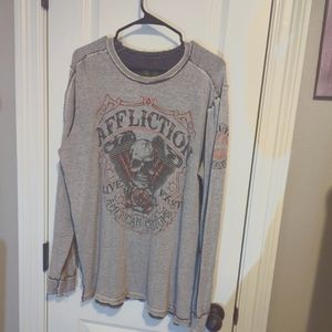 XXL affliction men's reversible long sleeve